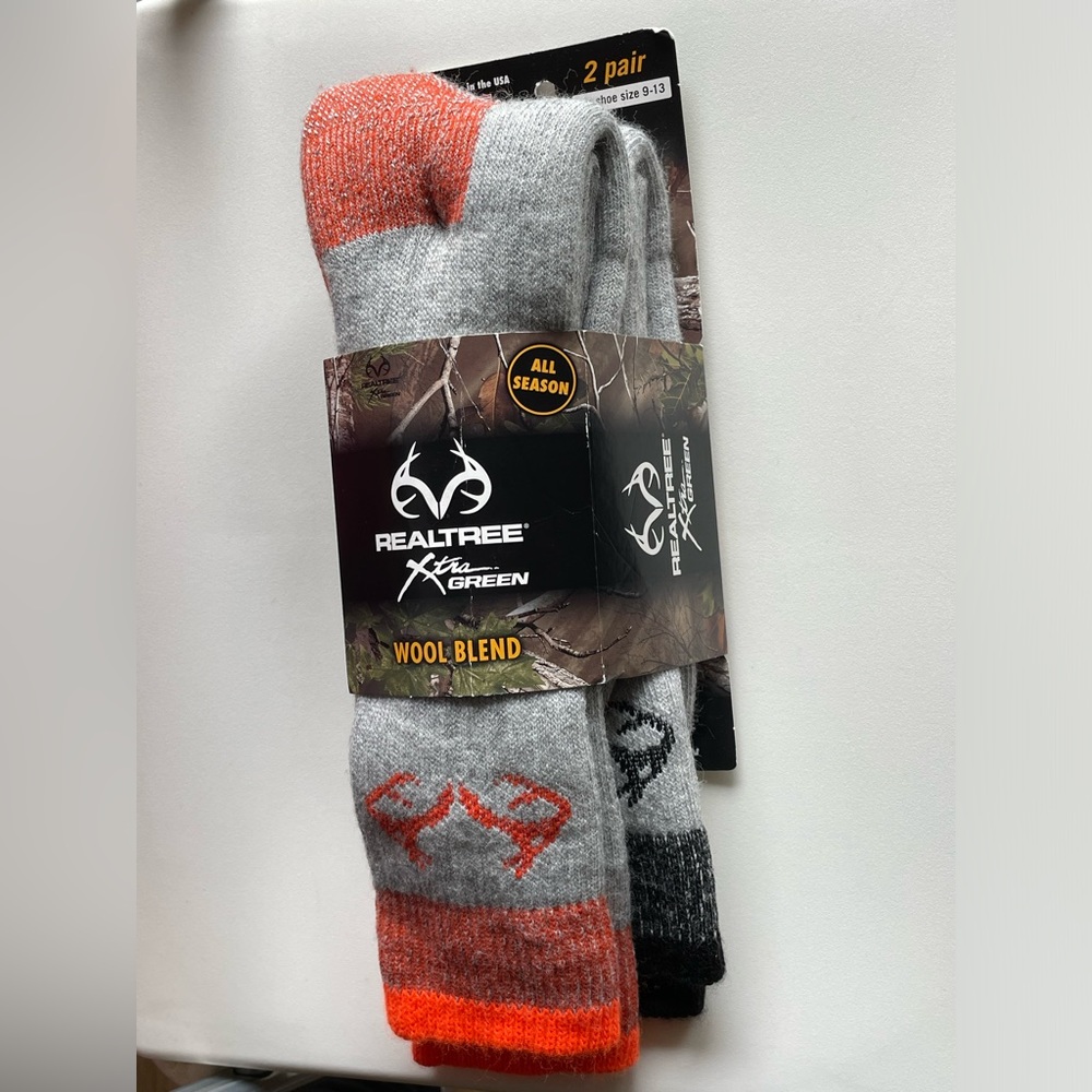 RealTree Heavyweight Merino Wool Tall All Season Boot Socks 2 Pairs